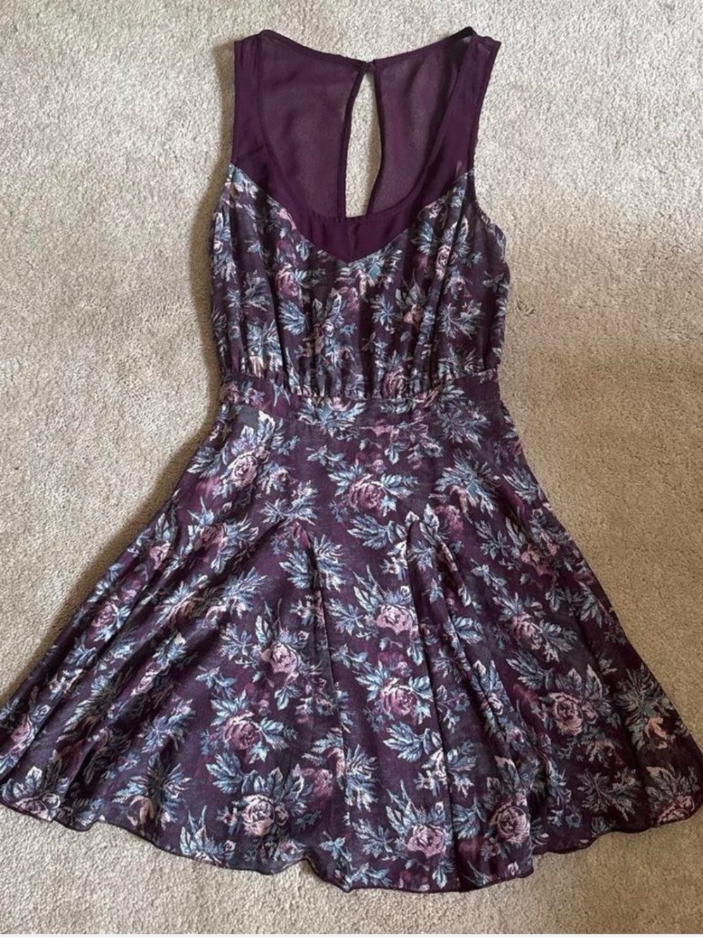 Kimchi Blue Plum Floral Scoop-Back Mini Dress